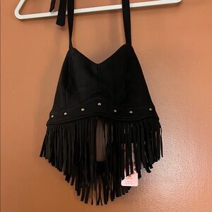 Black Fringe Women's Bag